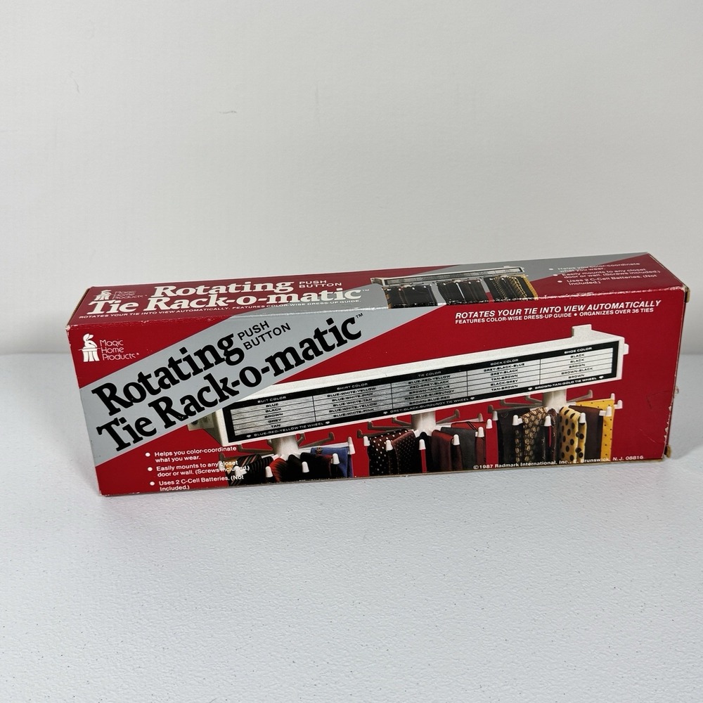 Rotating Push Button Tie Rack-O-Matic #40273 Magic Home Products Open Box